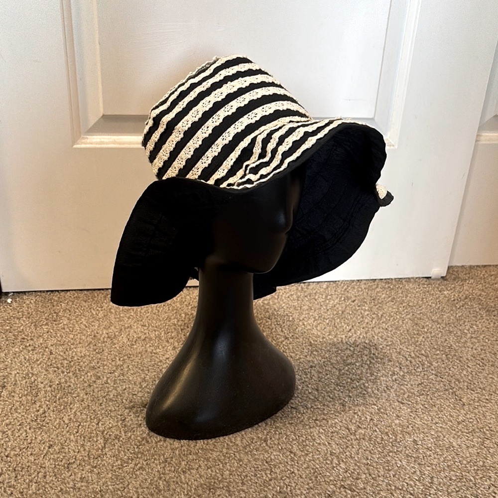 Stylish Black and White Striped Hat
